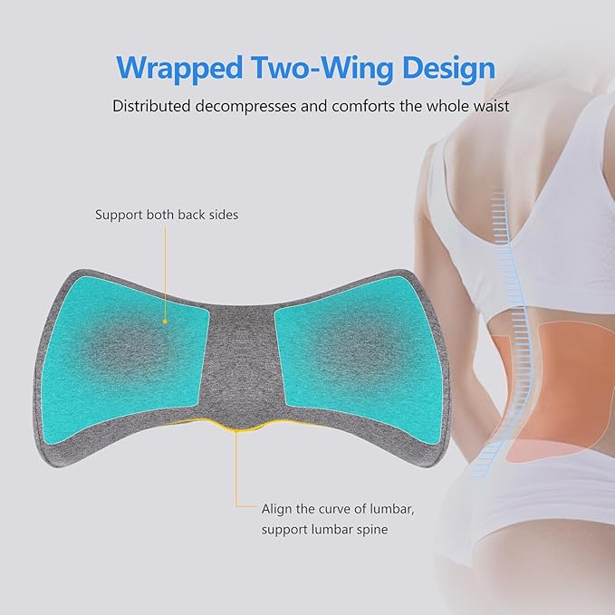 Lumbar Support Pillow for Sleeping Memory Foam Back Lumbar Support Cushion for Lower Back Pain Relief, Back Support Bed Pillow Waist Support Back Sleepers (Dark Grey)