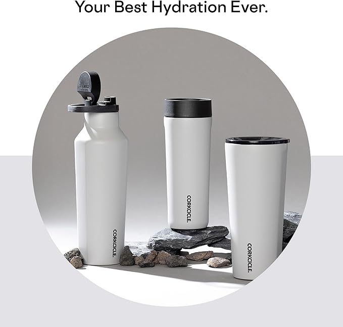 Corkcicle Sport Canteen Insulated Tumbler, River Rock, 20 oz – Reusable Water Bottle Keeps Beverages Cold for 25 Hours & Hot 12 Hours – Cupholder Friendly Tumbler with Screw-On Cap