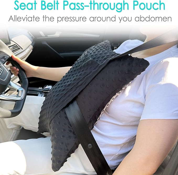 Star Hysterectomy Pillow Abdominal Recovery Pillows for C-Section Tummy Tuck Lumpectomy Myomectomy Belly Surgery Must Haves Shock Absorbing Cough Cushion Patients Gifts Minky Dot Black