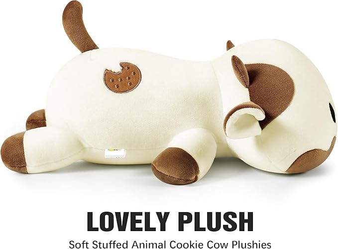 Onsoyours Cute Cow Plushie, Soft Stuffed Cookies Cow Squishy Plush Animal Toy Pillow for Kids (Cookies Cow, 12")