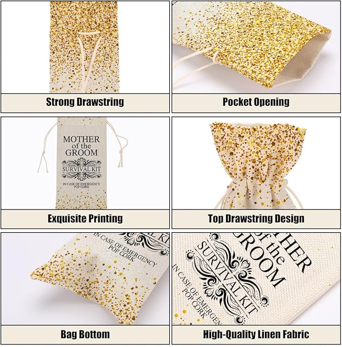 Mother of the Groom Wedding Wine Bag Bridal Shower Gifts Bachelorette Gifts for Bride Fiance Gifts for Women Him Friend Brother Bachelorette Party Wine Bags