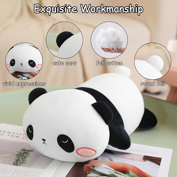 SQEQE Weighted Panda Plush, Weighted Panda Stuffed Animal for Anxiety, Cute Panda Plushies Soft Panda Bear Pillow Toy Gift for Kids Adults 23.6 Inch, 3.1 lbs