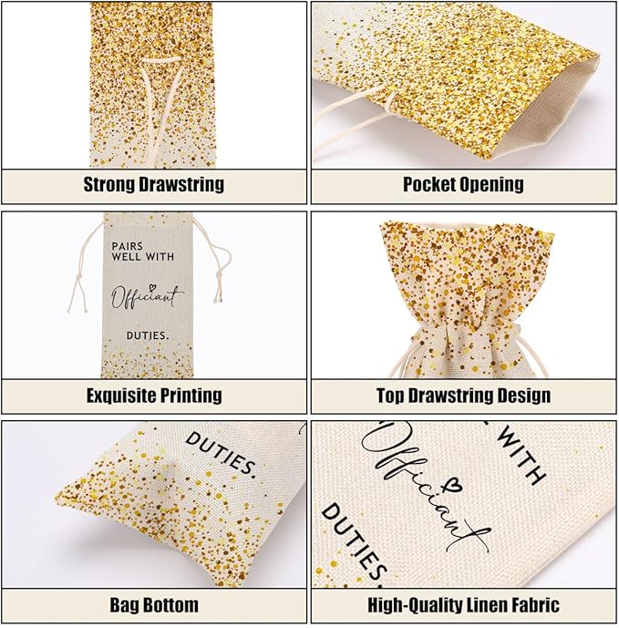 Officiant Gifts Bridal Shower Gifts Wedding Wine Bag Engagement Gifts for Couples Honeymoon Gifts for Women Men Friend Coworker Lady Bachelorette Party Wine Bags