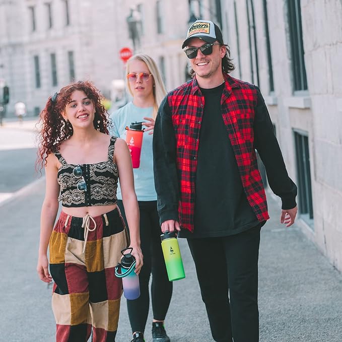 Farsea Insulated Water Bottle With Paracord Handle, Protective Boot and 2 Lids (Straw Lid & Spout Lid), Stainless Steel Water Bottle Wide Mouth, Double Wall Sweat-Proof BPA-Free, 32 oz