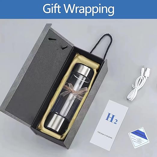 Hydrogen Water Bottle Generator, AquaHealth Rechargeable Portable Hydrogen Water, Hydrogen Water Ionizer Machine, with SPE/PEM Technology, for Home, Office, Travel, Fitness. with Gift Box.