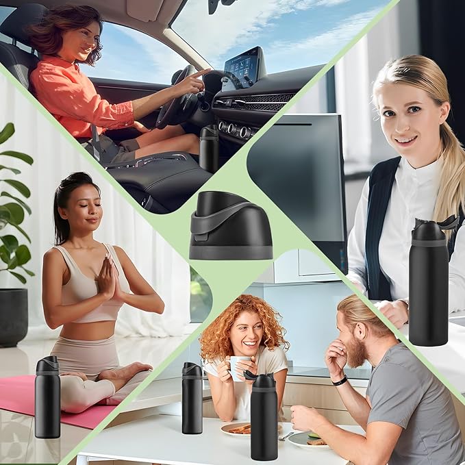 Replacement Cap for Owala Freesip Bottle, Replacement Accessories for Owala Free Sip, One Button Water Bottle Top Lid Compatible with Owala Cup 16oz 24oz 32oz 40oz, BPA-Free, No Water Leakage, Black