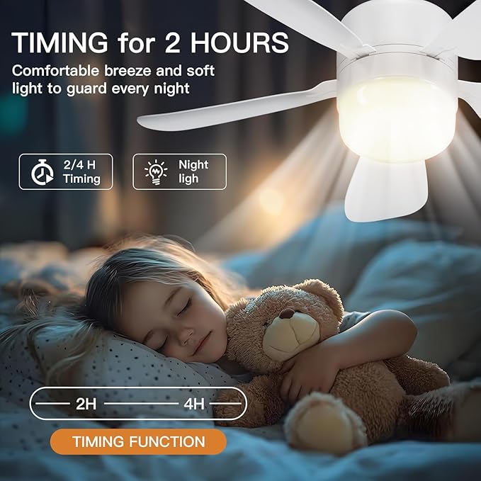 JTT Socket Fan Light with Remote - Screw in Ceiling Fan Light LED Bulb Fan with 3 Speed, 3000/4000/6000K Selectable and Adjustable Brightness Settings Socket Fan for Bedroom Living Room Kitchen Garage