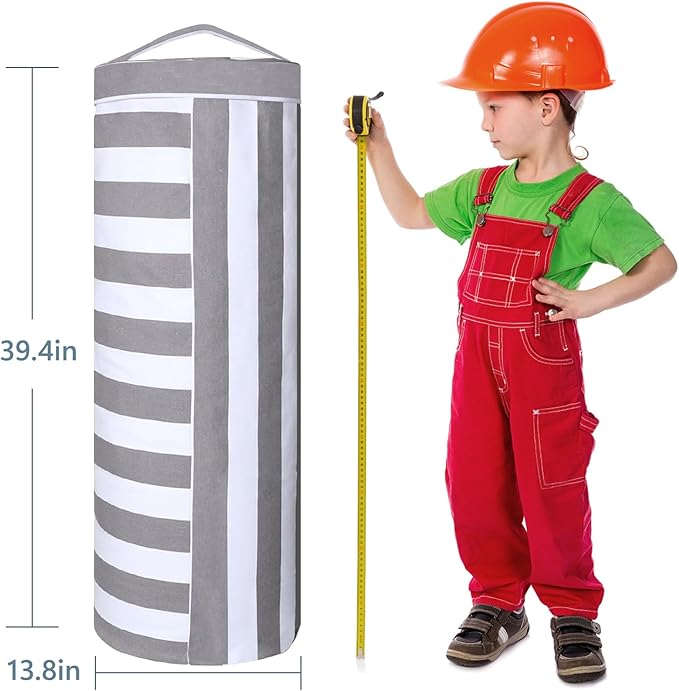 Stuffed Animal Storage Bean Bag Cover for Kids, Bean Bag Stuffed Animal Storage for Boys and Girls - Organize, Sit, Play, Box Help Promote Comfort - X-Large, Cylinder, Premium Cotton Canvas