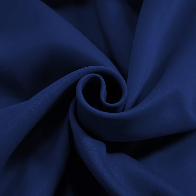 Navy Valance for Windows 52x18 Inch Solid Thermal Insulated Blackout Rod Pocket Kitchen Short Curtain Toppers Valance for Bathroom Living Room 1 Panel