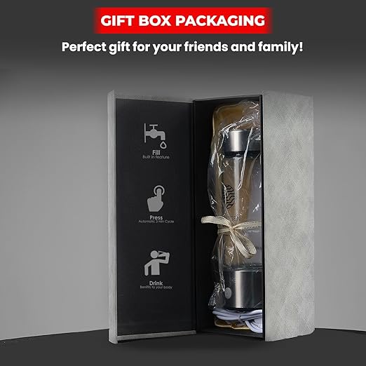 Hydrogen Water Bottle, Portable Rechargeable Hydrogen Water Bottle Generator, Purify Water Quality in 3 Minutes, Glass Water Ionizer, Healthy Hydration Bottle with Free Paracord Handle by XYZEE