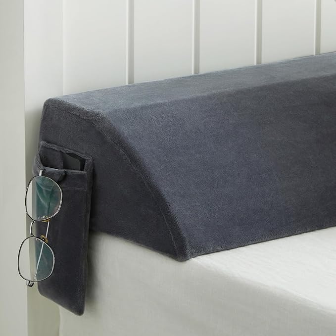 Queen Bed Wedge Pillow for Headboard Gap, Mattress Bed Gap Filler(0-8"), Between Headboard and Mattress, Triangle Headboard Pillow(Grey,Queen)