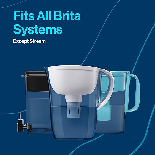 Brita Large Water Filter Pitcher for Tap and Drinking Water + 2 Elite Filters, Reduces 99% Of Lead, Lasts 6 Months, 10-Cup Capacity, Christmas Gift for Men and Women, White