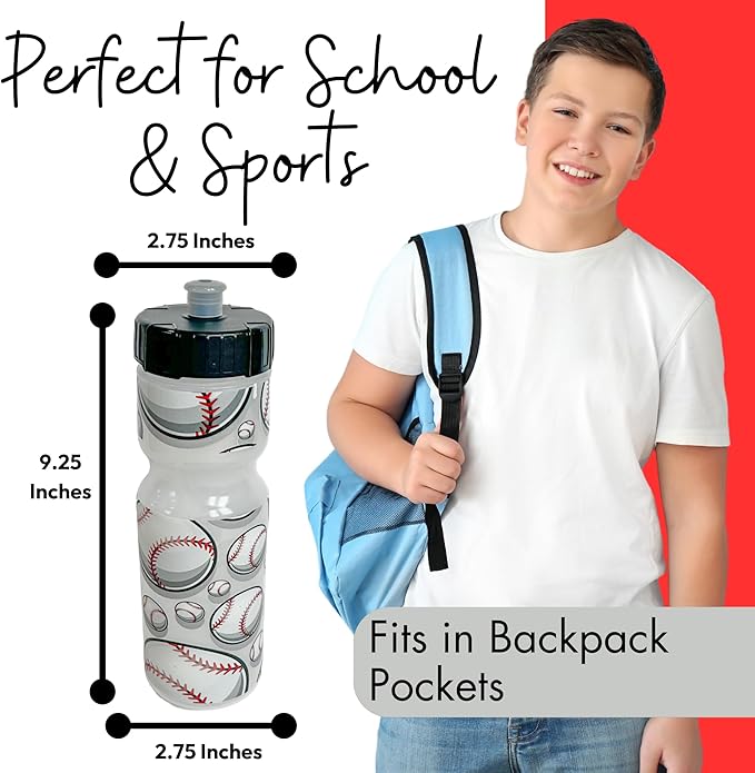 50 Strong Kids Water Bottle | 22 oz. BPA- Free Sports Squeeze Water Bottles with Pull Top Cap |Perfect Water Bottle for School | Reusable & Durable for Boys & Girls | Made in USA