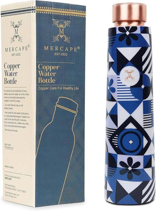 Pure Copper Water Bottle Experience the Benefits of MERCAPE® Pure Copper Water Bottle - Joint Less, Leak Proof (900ml)