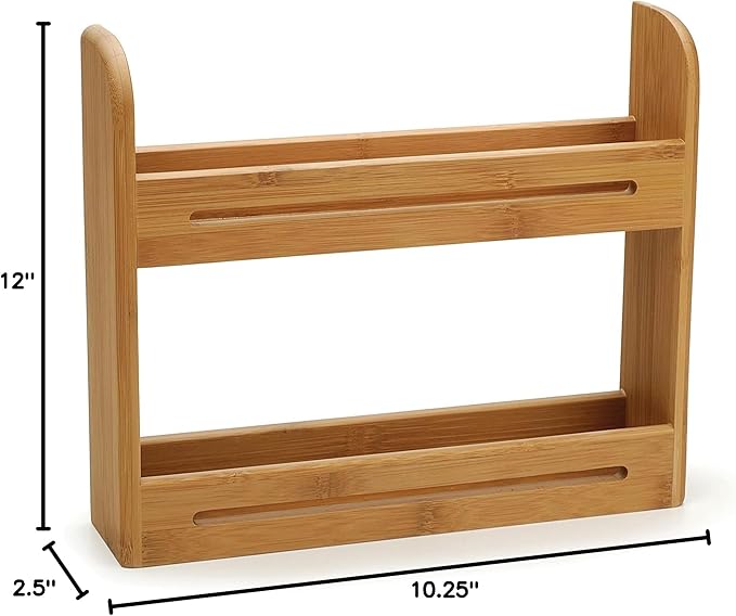 RSVP International Bamboo Collection Countertop Décor for Kitchen & Tabletop, Spice Rack, 12x2.75x10.25