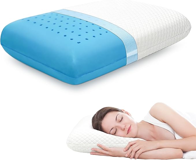 Gel Cooling Pillow Memory Foam Pillows for Side, Back, and Stomach Sleepers Bed Pillow for Sleeping Standard Size