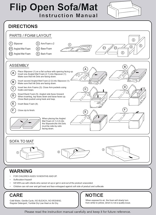 Kids Sofa, Children's 2 in 1 Convertible Relaxing Sofa to Lounger - Extra Soft Flip Open Chair & Sleeper, Cute Dinosaur Print Toddler Chairs Kids Couch for Kids Girls Boys, Polyester