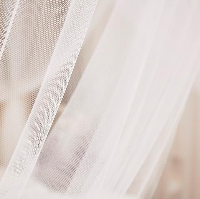 Mengersi Bed Canopy Mosquito Net for Bed,Canopy Bed Curtains Elegant Bed Drapes Screen Netting Canopy Curtains Bedroom Decor (White, King)