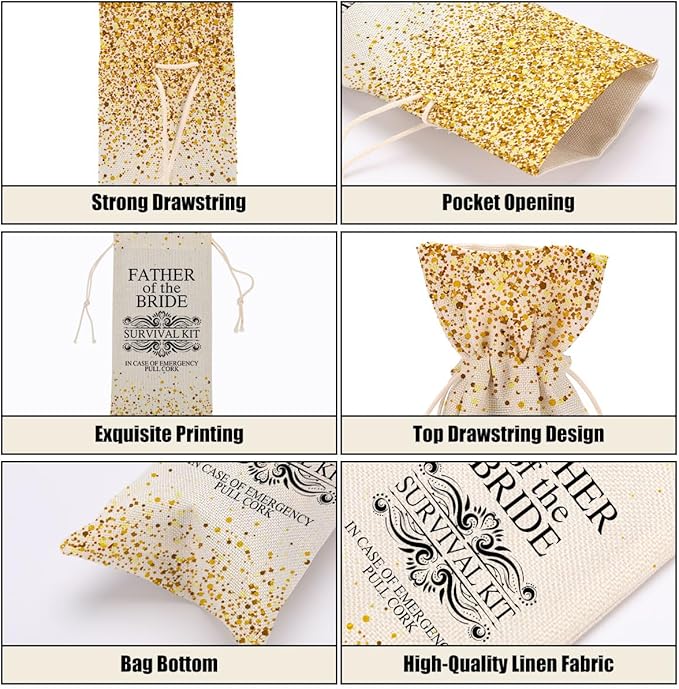 Father of the Bride Wedding Wine Bag Bridal Shower Gifts Bachelorette Gifts for Bride Fiance Gifts for Women Her Friend Lady Bestie Bachelorette Party Wine Bags