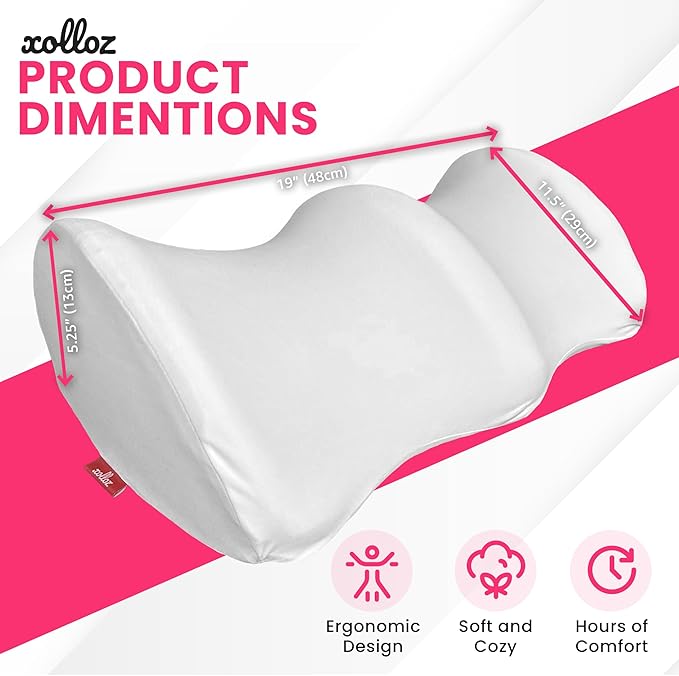 Ergonomic Leg Pillow for Leg and Knee Support | Premium Memory Foam Knee Pillow for Beauty Salon Or Home | Bolster Pillow for Legs Helps Comfort Enhancement, Legs & Lower Back Pain Relief (White)