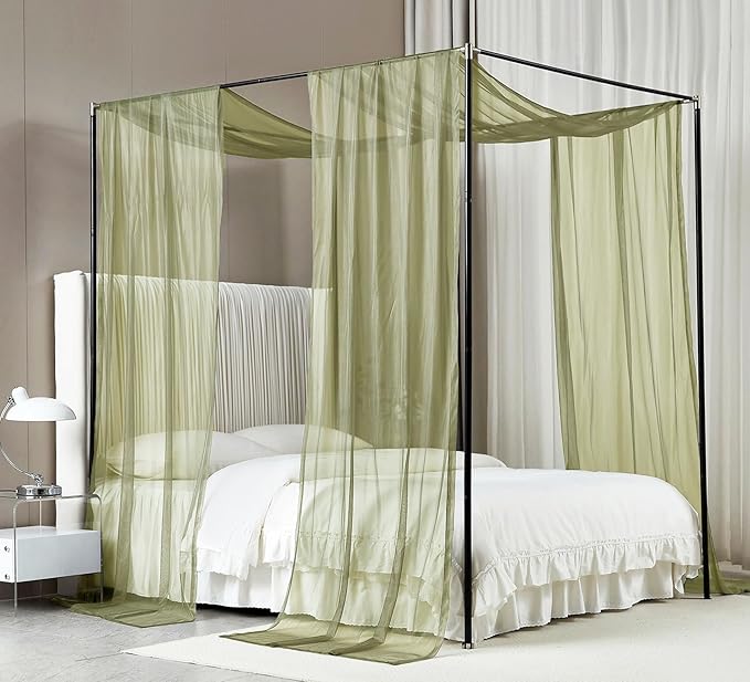 Akiky Canopy Bed Curtains Queen Sheer Sage Green Bed Canopy Scarf Bed Canopy,Kids Bed Scarf-Curtains for Room Décor or Wedding Party Décor(2 Bed Canopy)
