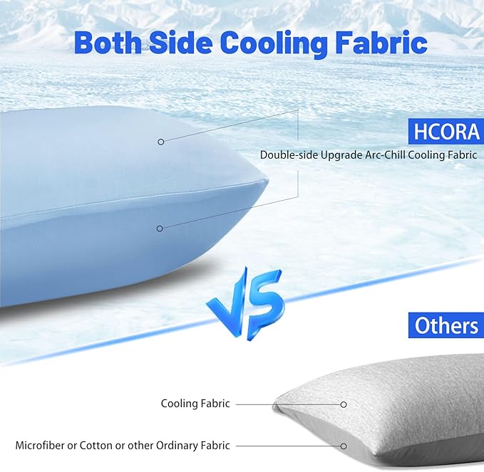Cooling Pillow Cases for Hot Sleepers - Double Side Arc-Chill Q-Max>0.5 Cooling Fiber Cool Pillow Cases 2 Pack - Breathable Soft Cold Pillow Cases with Hidden Zipper (Blue, 20" x 26")
