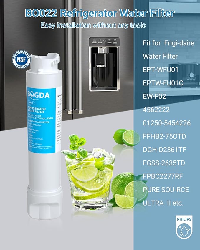 Water Filter Replacement Fit for EPT-WFU01 Frigi-daire, Water Filter Compatible with Frig-idaire EPTW-FU01, EWF02, Pure-Source Ultra II, 2 Filters