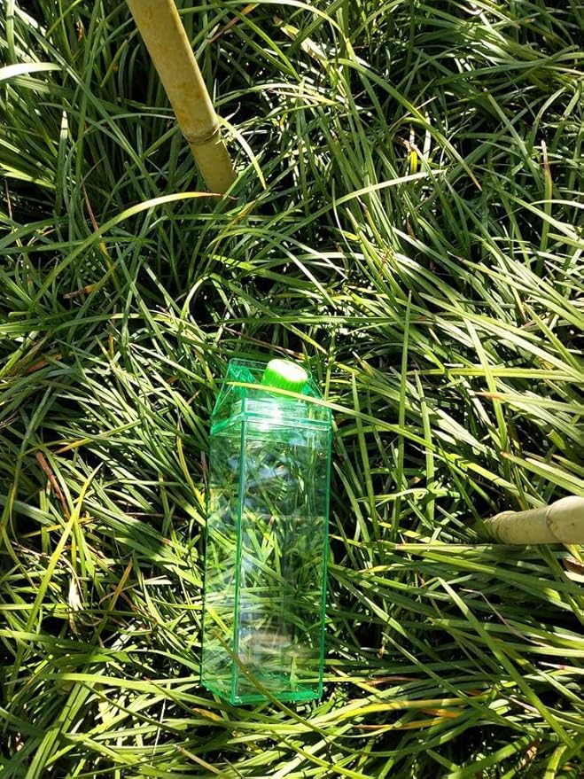 Jinberry 1000ml/34oz Cute Leakproof Clear Milk Carton Water Bottle Portable Drinkware for Outdoor Climbing Tour or Camping