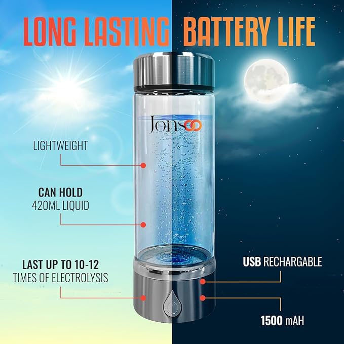Hydrogen Water Bottle - Portable Hydrogen Water Generator with SPE PEM Technology – 420ml Hydrogen Water Ionizer Machine for Home Gym Travel and Gifting