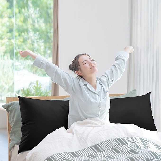 Utopia Bedding Full Body Pillow for Adults (Black, 20 x 54 Inch, Pack of 06) Long Pillow for Sleeping, Large Pillow Insert for Side Sleepers