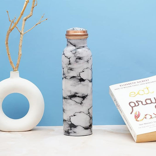 Craft Trade Copper Water Bottle 32 Oz Extra Large Ayurvedic Pure Copper Vessel For Drinking - Leak Proof Joint Less Indian Ayurveda Health Benefit Water Bottle For Office, Gym Hotel and Sports