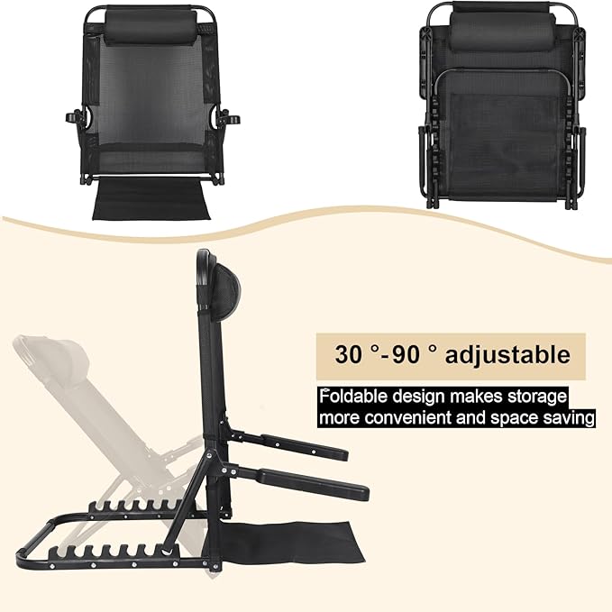 Adjustable Lifting Bed Backrest with Armrest Large Folding Back Rest for Bed Sitting up Multifunction Portable Bed Backrest Support with Pillow for Neck Head Lumbar Elderly Patient Read Eat