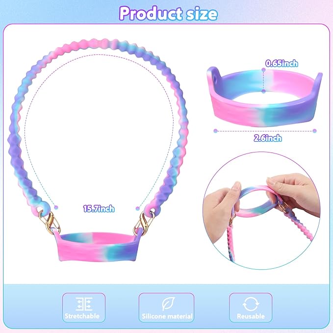 2PCS Water Bottle Handle - Strap Carrier Soft and Durable Silicone Water Bottle Sling Fits Most 8-40oz Bottles(1+5)