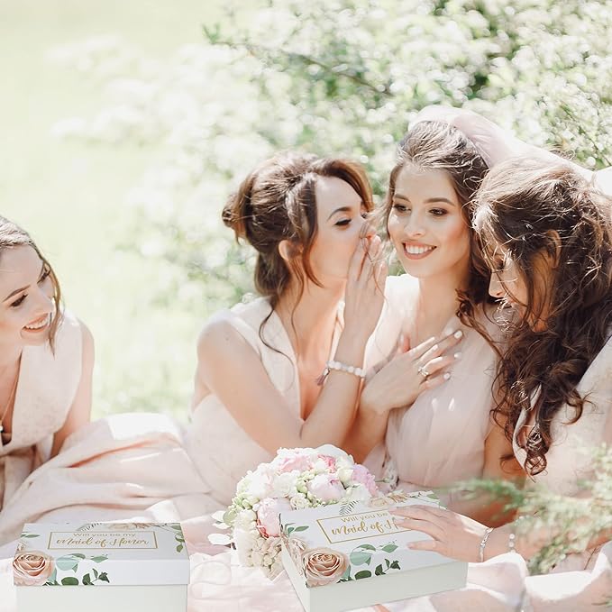 Maid Of Honor Proposal Gifts Set-Will You be My Maid Of Honor Gift Box, Wedding Engagement Gifts,Bachelorette Party Bridal Showers gifts,Maid Of Honor Jewelry sets, Spa Gifts (White)