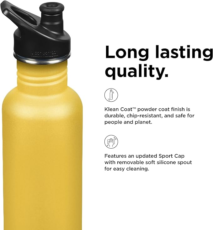 KLEAN KANTEEN Old Gold Sport Cap with Classic Water Bottle 27oz, 1 EA