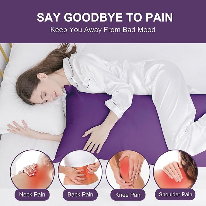 DOWNCOOL Large Body Pillow Insert- Breathable Full Body Pillow for Side Sleeper - Soft Long Bed Pillow for Adults - 20 x 54 inch (Purple)