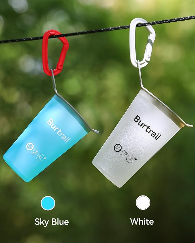 Collapsible Running Cup,Ultralight Protable Running Water Cup for Trail Running,Ultramarathon,Backpacking,Camping-BPA Free,200 ml/6.8 oz-2Pack, SkyBlue & White