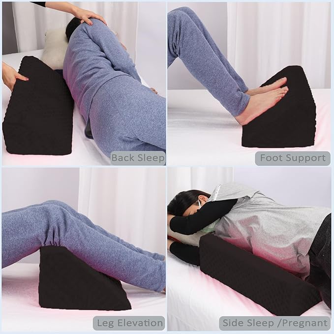 Side Wedge Pillow for Sleeping Body Positioner for Back, Body Wedge Pillow for Side Sleeping, Body Position Side Wedge Pillow, Back Positioning Elevation Pillow (Black-Dot)