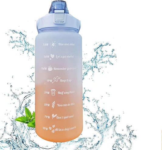 Frosted Gradient Color Rinking Bottles with Straw, Open Leakage Proof Sports Water Cup for Office, Gym, Outdoor(Light Blue)