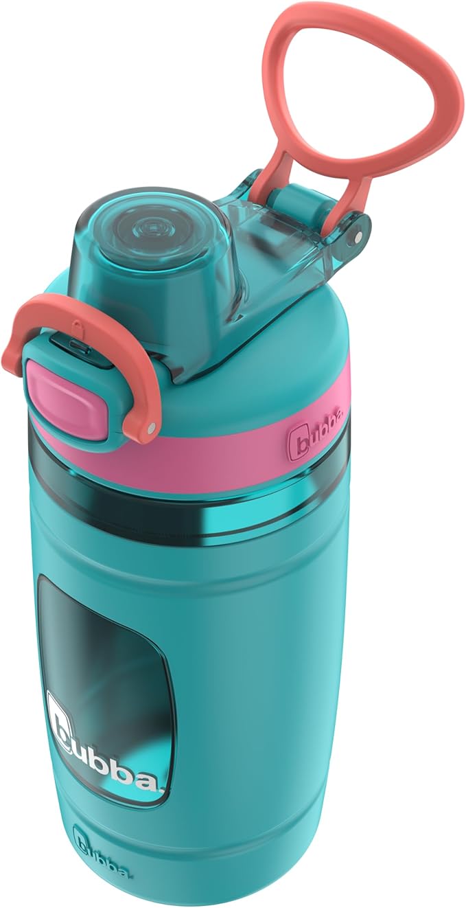 Bubba Kids Flo Water Bottle with Silicone Sleeve and Wide Mouth, 16 oz, Scuba