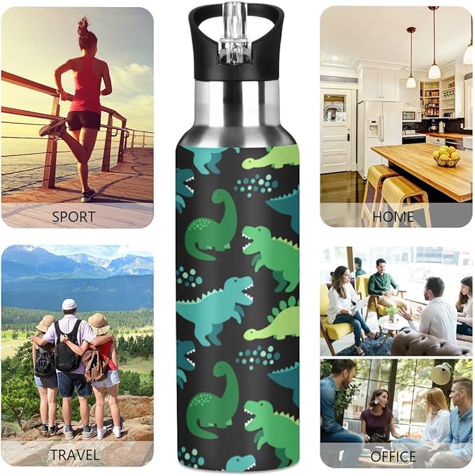 MNSRUU Insulated Water Bottle with Straw, Rainbow and Unicorns Stainless Steel Flasks for Sports Cycling Hiking School