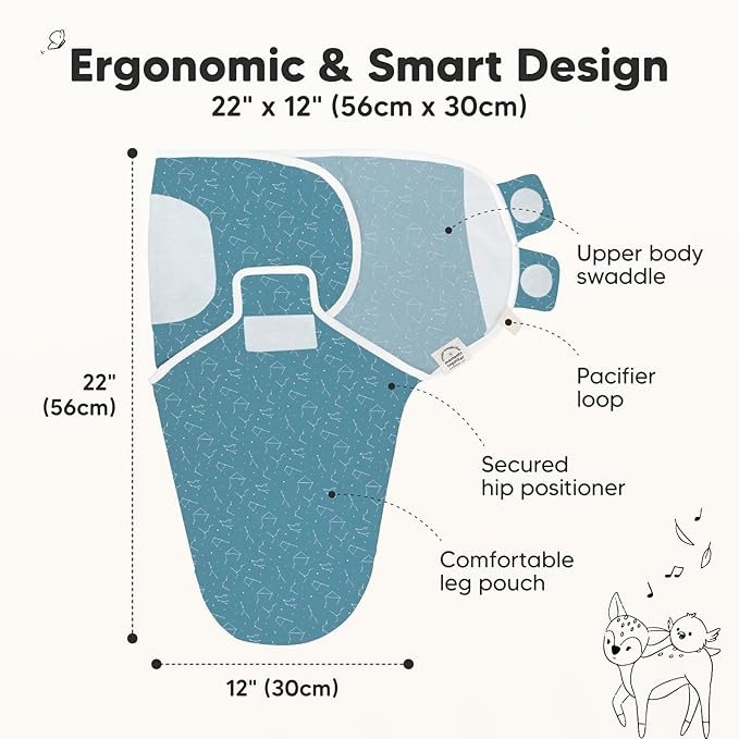 3-Pack Organic Baby Swaddle Sleep Sacks - Newborn Swaddle Sack, Ergonomic Baby Swaddles 0-3 Months, Swaddles for Newborns, Baby Sleep Sack, Baby Swaddle Blanket Wrap, Baby Essentials (Galaxy)