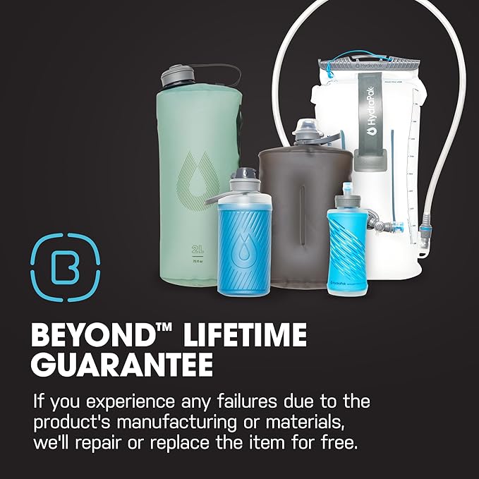 Hydrapak Flux - Collapsible Backpacking Water Bottle (1 Liter) - BPA Free, Ultra Light, Spill-Proof Twist Cap - Mammoth Grey