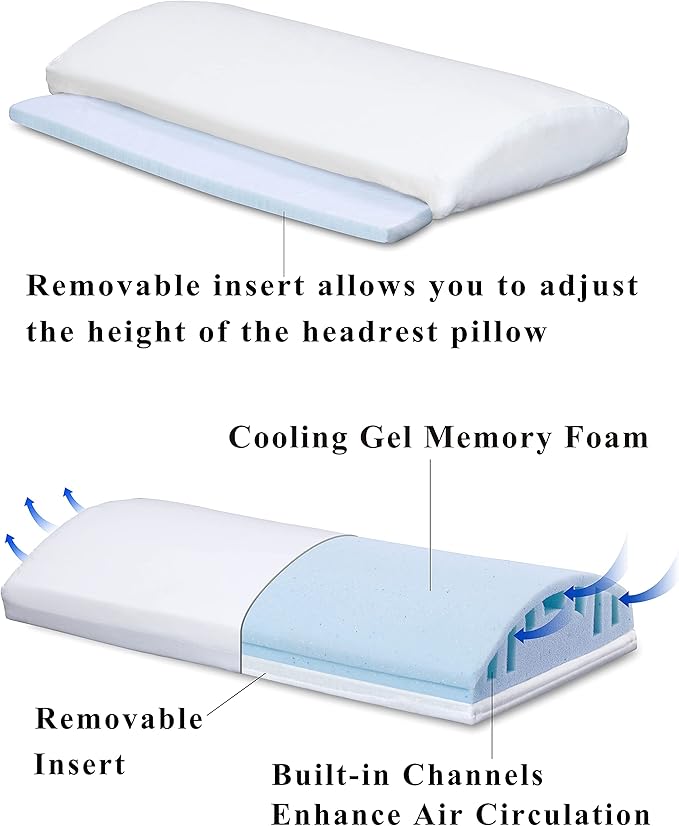 InteVision Extra Large Bed Wedge Pillow (33 x 30.5 x 12 inch) and Headrest Pillow in One Package - Helps Relief from Acid Reflux, Post Surgery, Snoring - Egyptian Cotton Cover - 2 inch Memory Foam Top