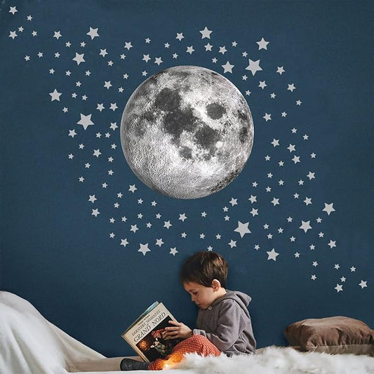 Sparkles and Stars Wall Decals(NO MOON), 500 Stars Wall Sticker, Sparkle Wall Decal, Space Kids Room Decor, Nursery Wall Art, Celestial Wall Stickers(Grey)