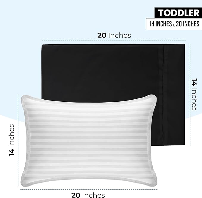 Utopia Bedding Toddler Pillow Cases - 2 Pack - Envelope Closure - Soft Brushed Microfiber Fabric - Shrinkage and Fade Resistant Pillow Covers 14 X 20 Inches (Toddler, Black)