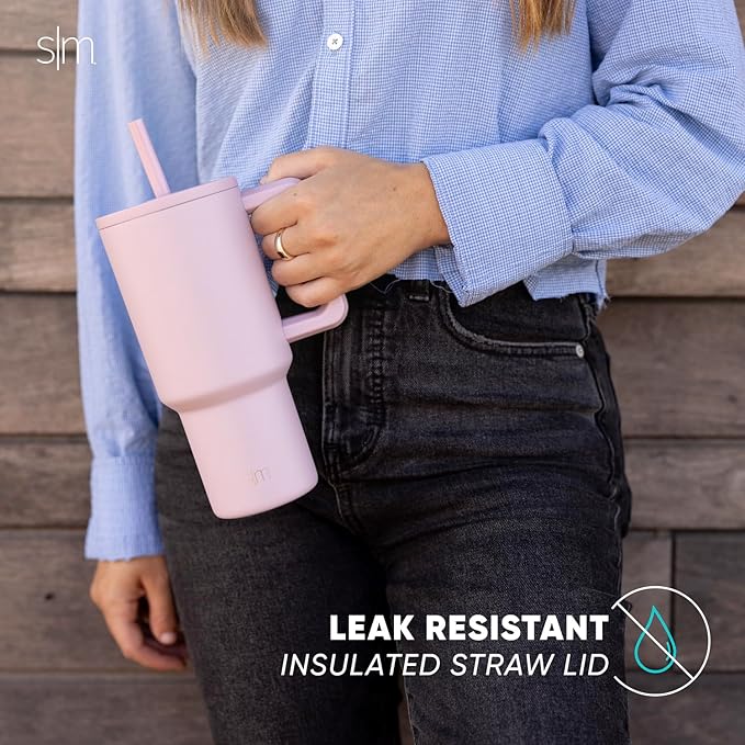 Simple Modern 30 oz Tumbler with Handle and Straw Lid | Insulated Cup Reusable Stainless Steel Water Bottle Travel Mug Cupholder Friendly | Gifts for Women Men Him Her | Trek Collection | Green Apple