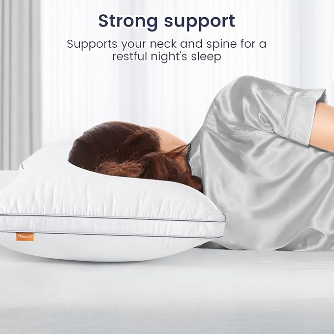 Maxzzz Bed Pillows King Size Set of 2, Fluffy Pillows for Back, Stomach or Side Sleepers, Luxury Hotel Quality, White(18x36 inch)