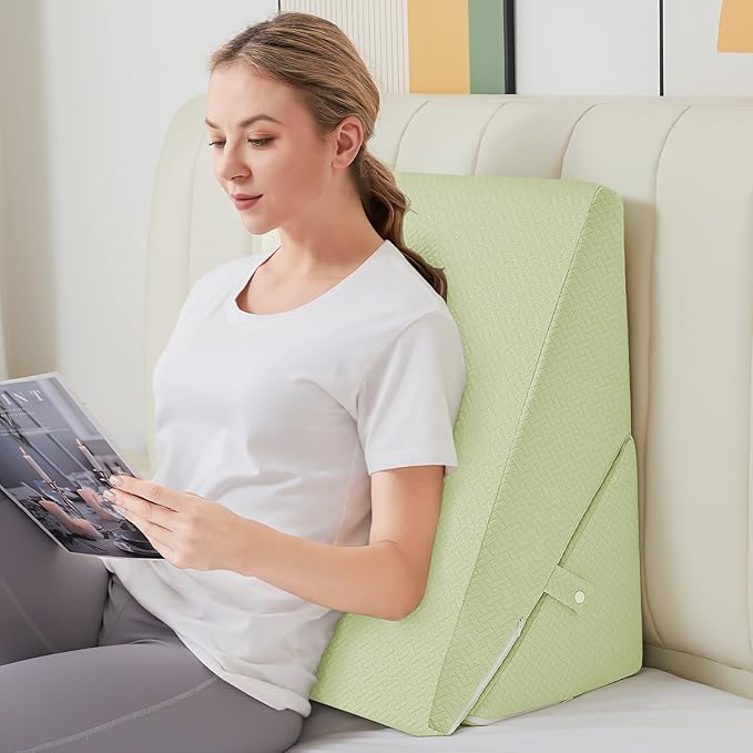 Sasttie Wedge Pillow for Sleep Apnea, 10 Inch Adjustable Bed Wedge Pillow for Back Pain, Acid Reflux Relief, Memory Foam Triangle Pillow Wedge for Sleeping, Post Surgery, Knee Elevation, Sag