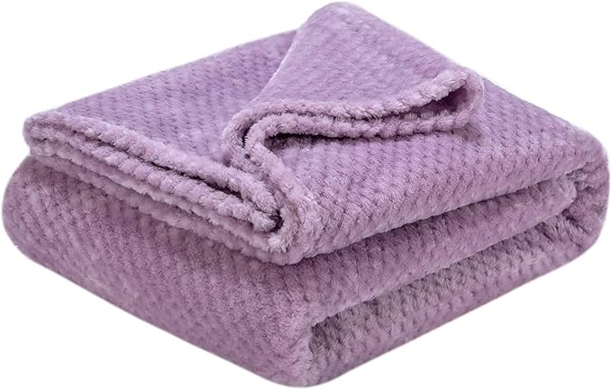 Fuzzy Throw Blanket, Plush Fleece Blankets for Adults, Toddler, Boys and Girls, Warm Soft Blankets and Throws for Bed, Couch, Sofa, Travel and Outdoor, Camping (Throw(50"x70"), L-Lavender)